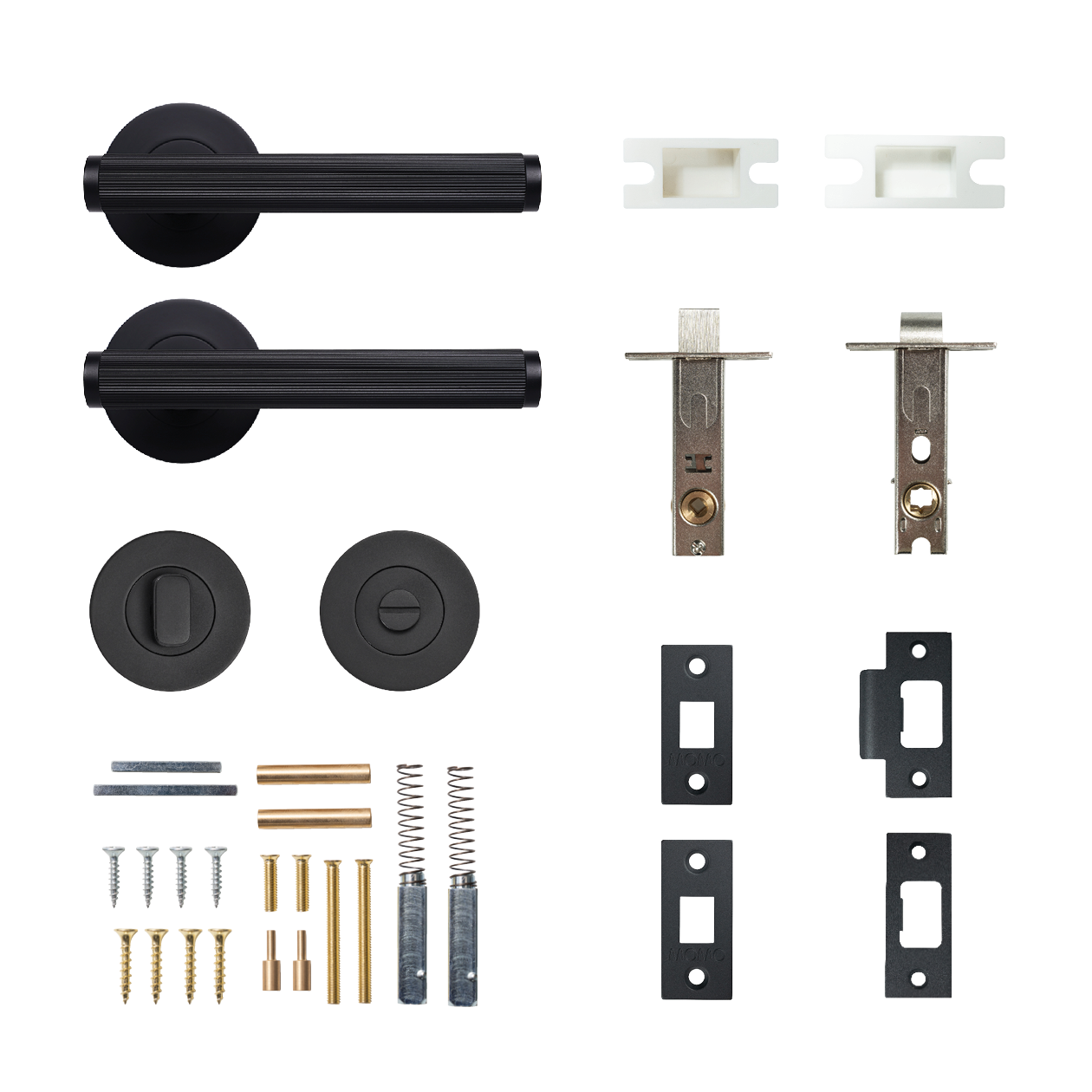 Momo Bellevue Solid Brass Lined Tubular Latch Privacy Lever Set In Matt Black