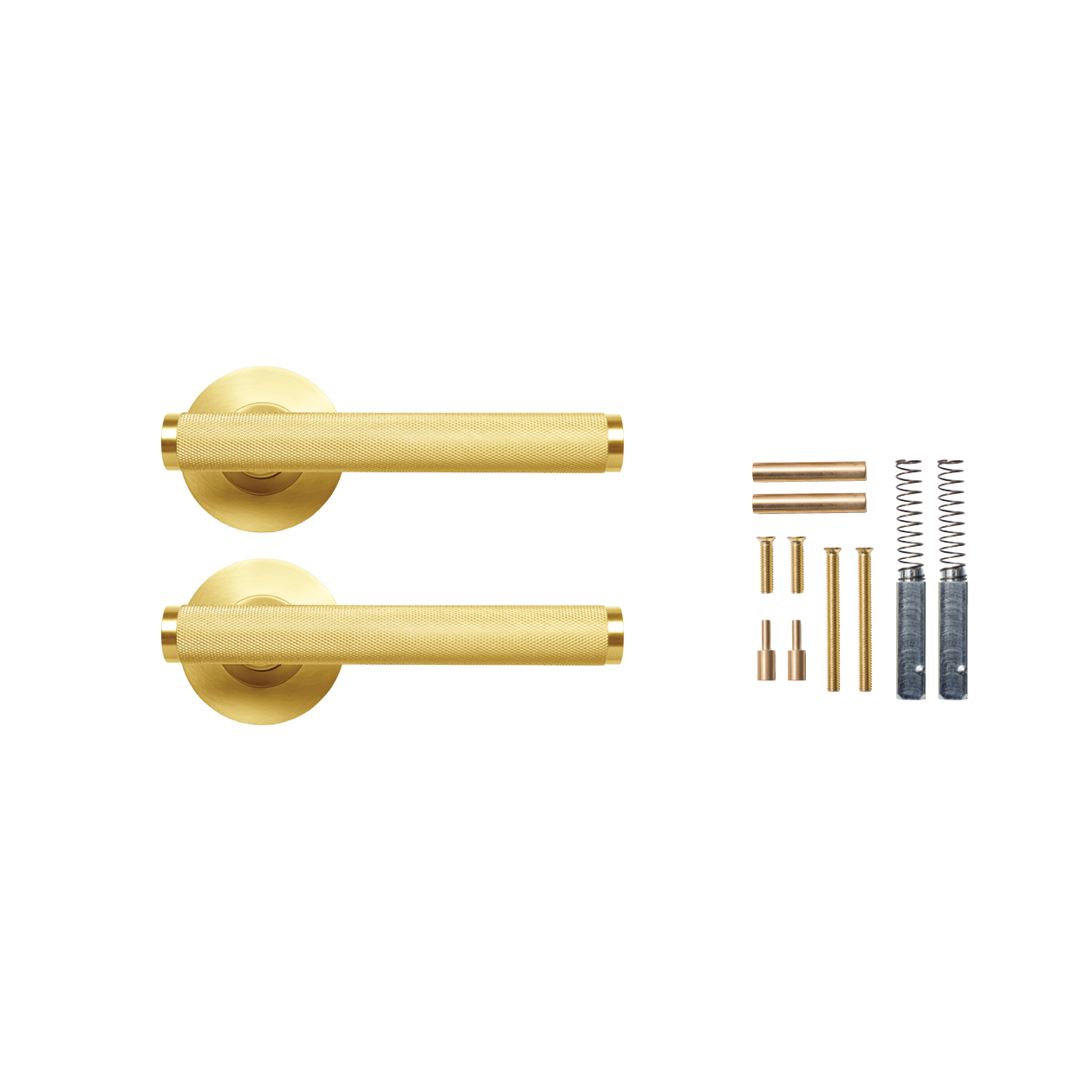 Momo Bellevue Knurled Lever Handle Set Brushed Satin Brass (2)