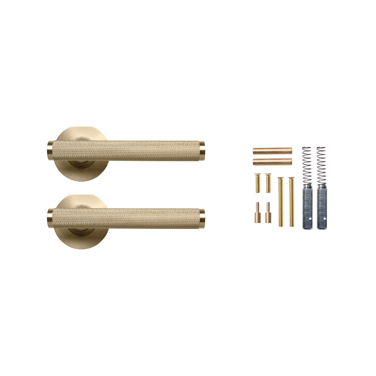 Momo Bellevue Knurled Lever Handle Set Brushed Satin Brass (2)