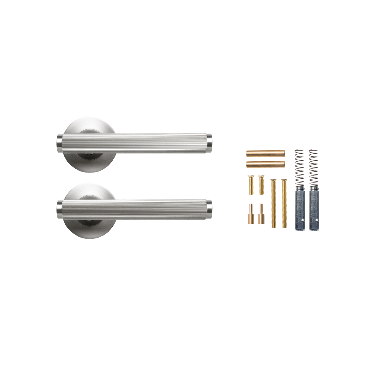 Momo Bellevue Lined Lever Handle Set Dull Brushed Nickel (2)