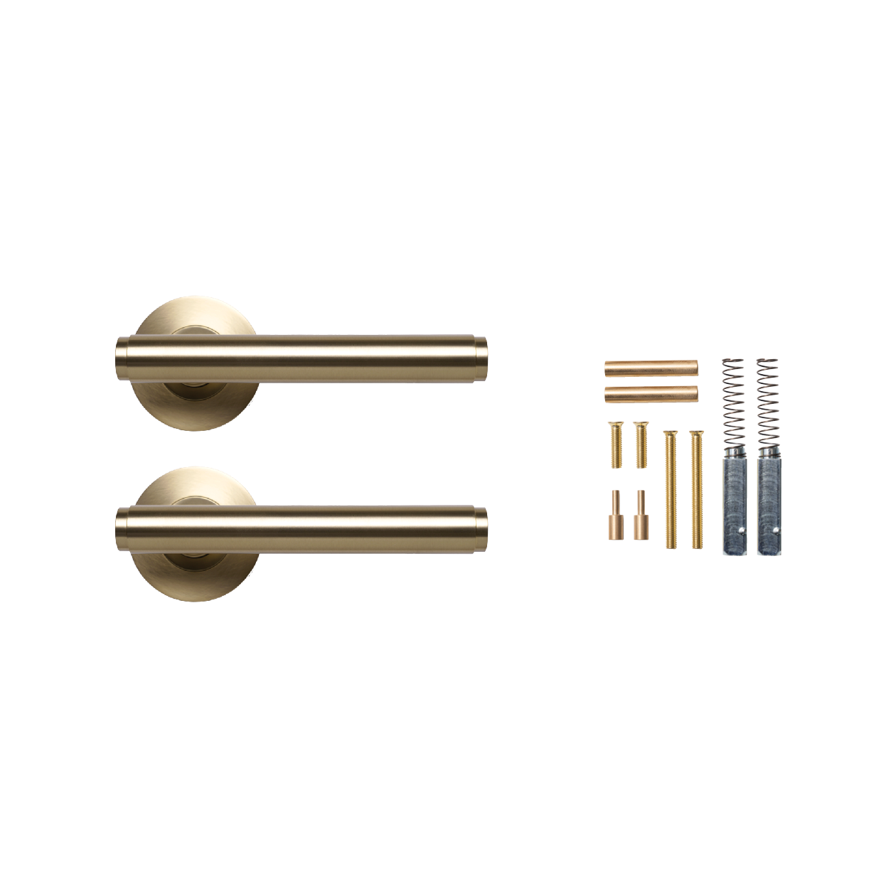 Momo Bellevue Plain Lever Handle Set Brushed Satin Brass (2)