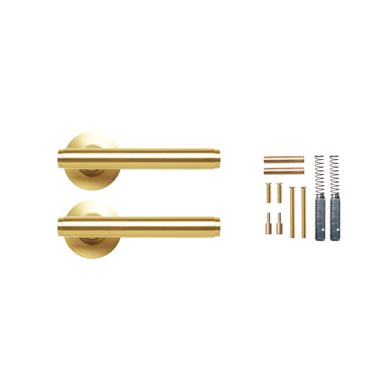 Momo Bellevue Plain Lever Handle Set Brushed Satin Brass (2)