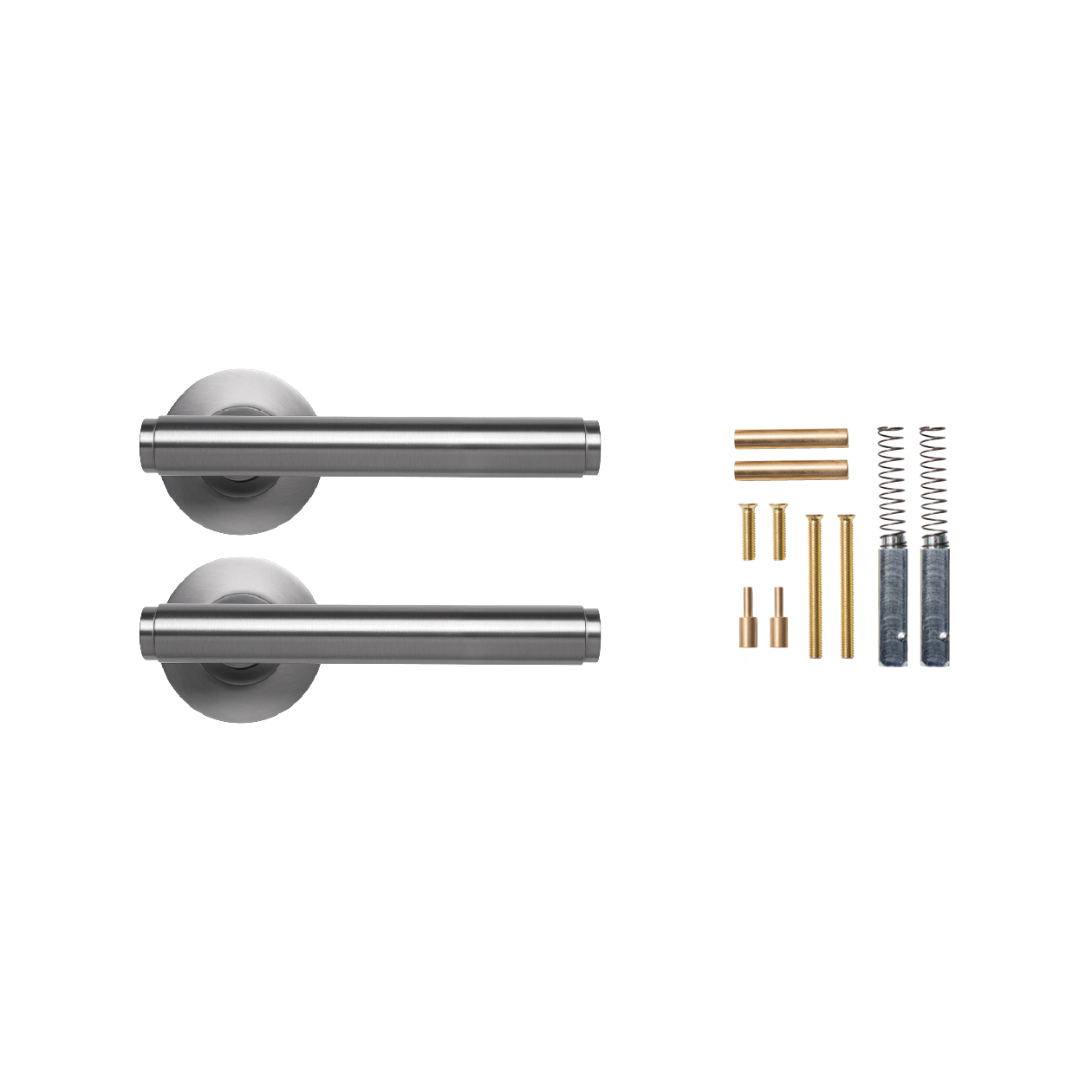 Momo Bellevue Plain Lever Handle Set Dull Brushed Nickel (2)