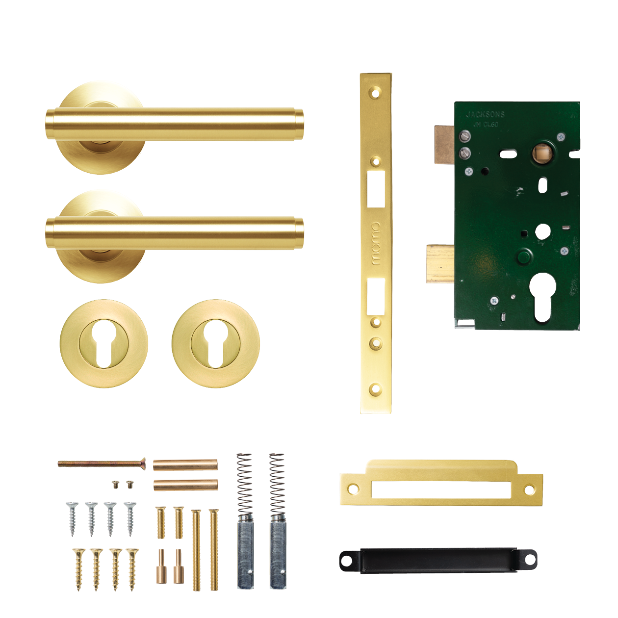 Momo Bellevue Solid Brass Plain Lever Entrance Set In Brushed Satin Brass
