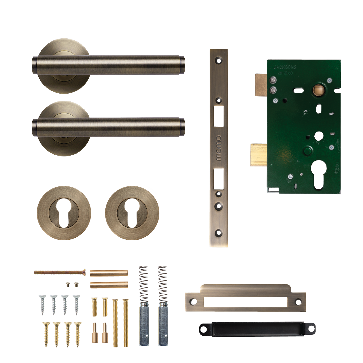 Momo Bellevue Solid Brass Plain Lever Entrance Set In Dark Brushed Brass