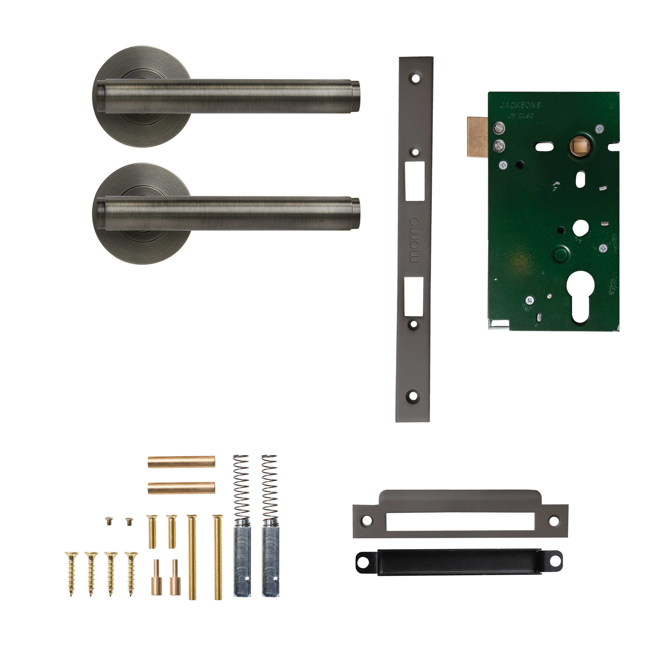 Momo Bellevue Solid Brass Plain Mortice Lock Passage Lever Set In Gunmetal