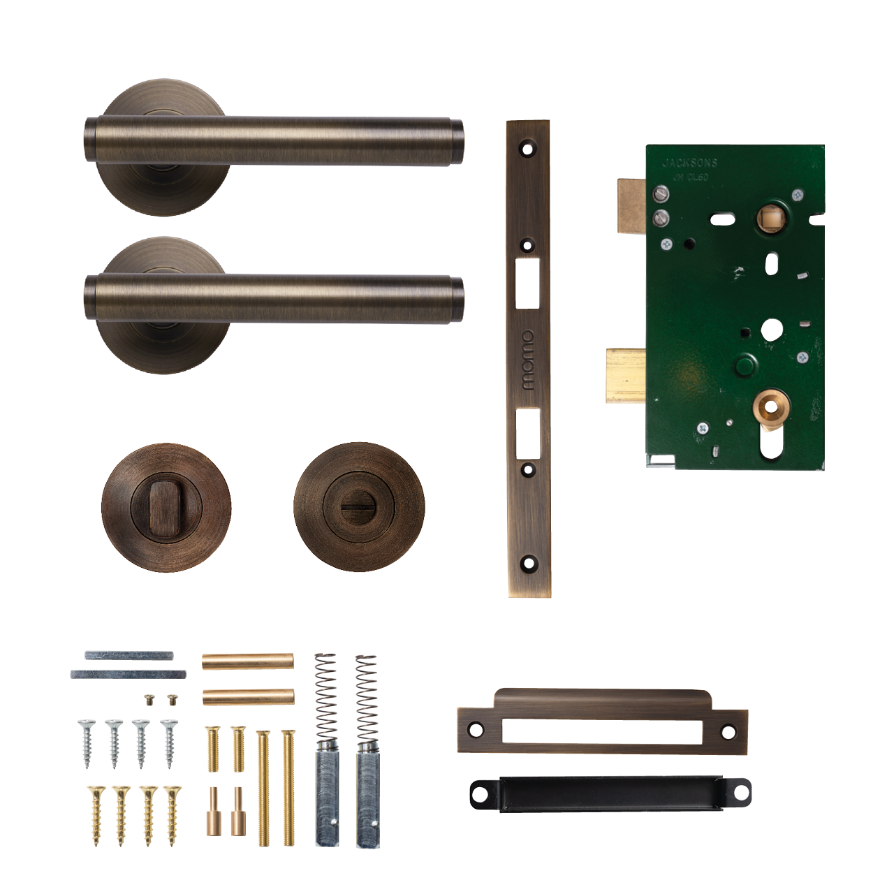 Momo Bellevue Solid Brass Plain Mortice Lock Privacy Lever Set In Bronze