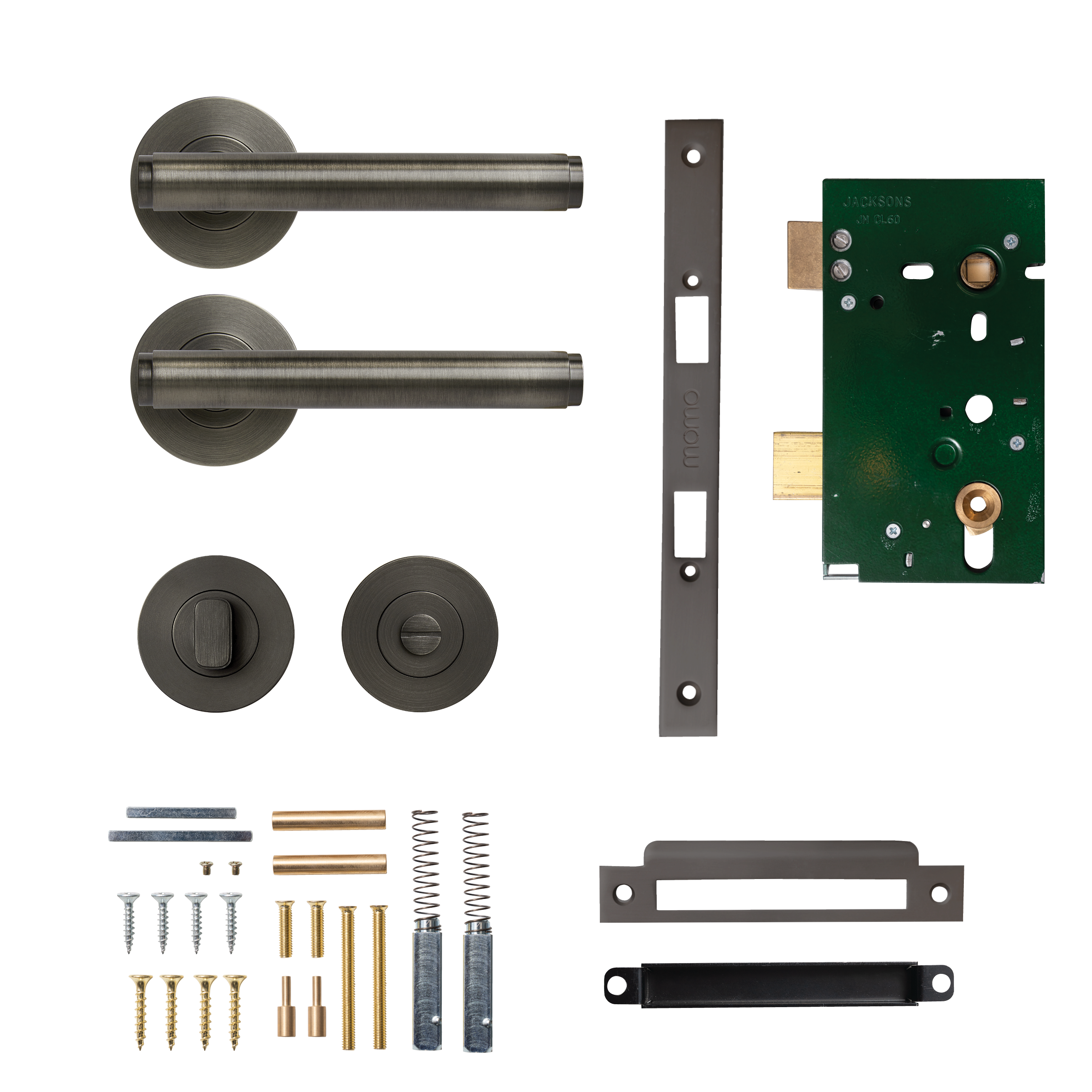 Momo Bellevue Solid Brass Plain Mortice Lock Privacy Lever Set In Gunmetal