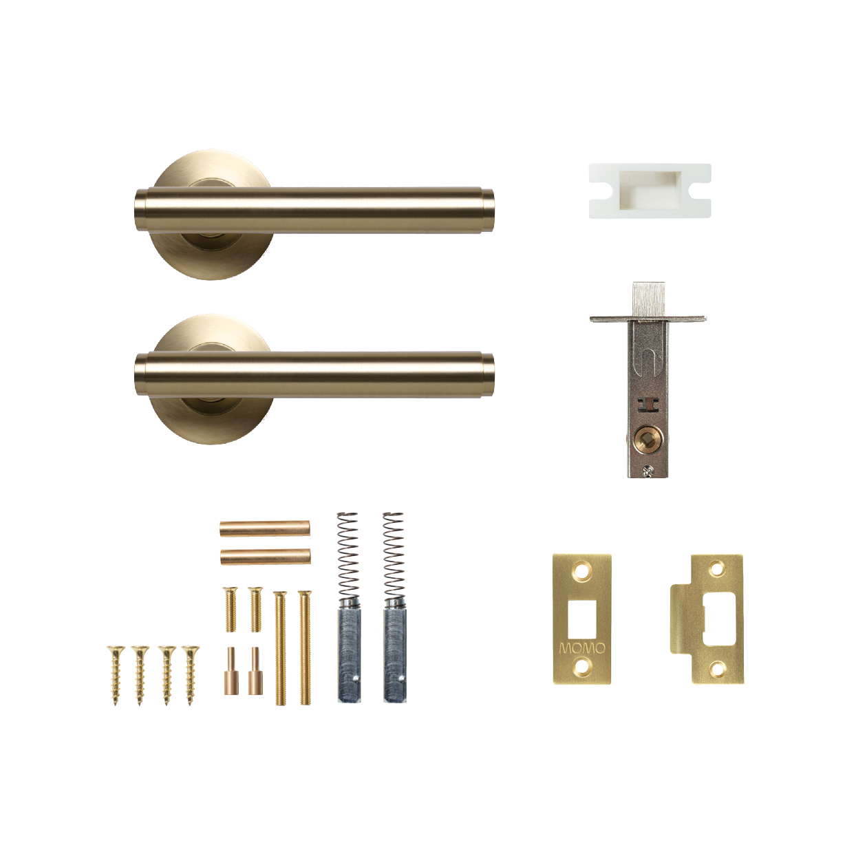 Momo Bellevue Solid Brass Plain Tubular Latch Passage Lever Set In Brushed Satin Brass