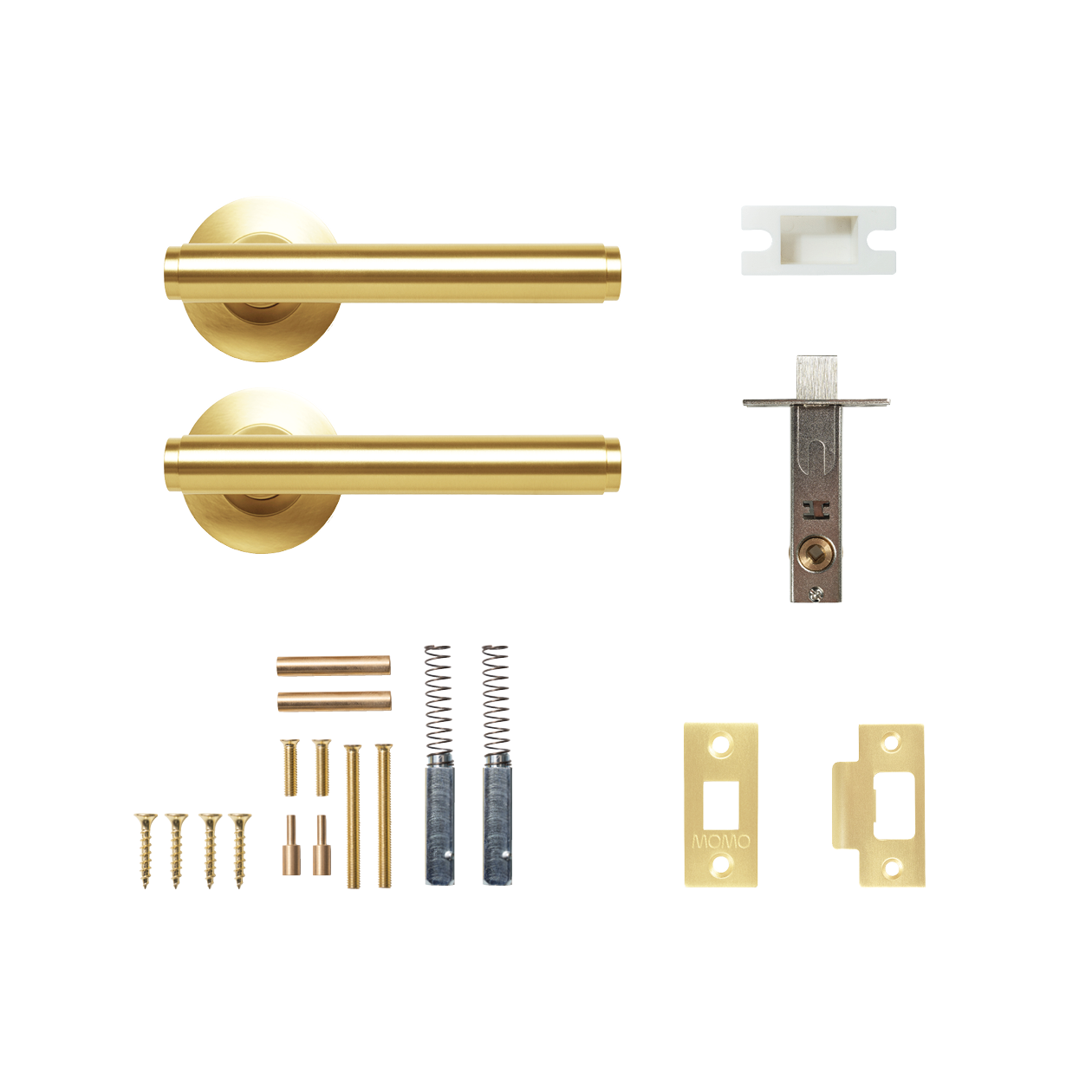 Momo Bellevue Solid Brass Plain Tubular Latch Passage Lever Set In Brushed Satin Brass