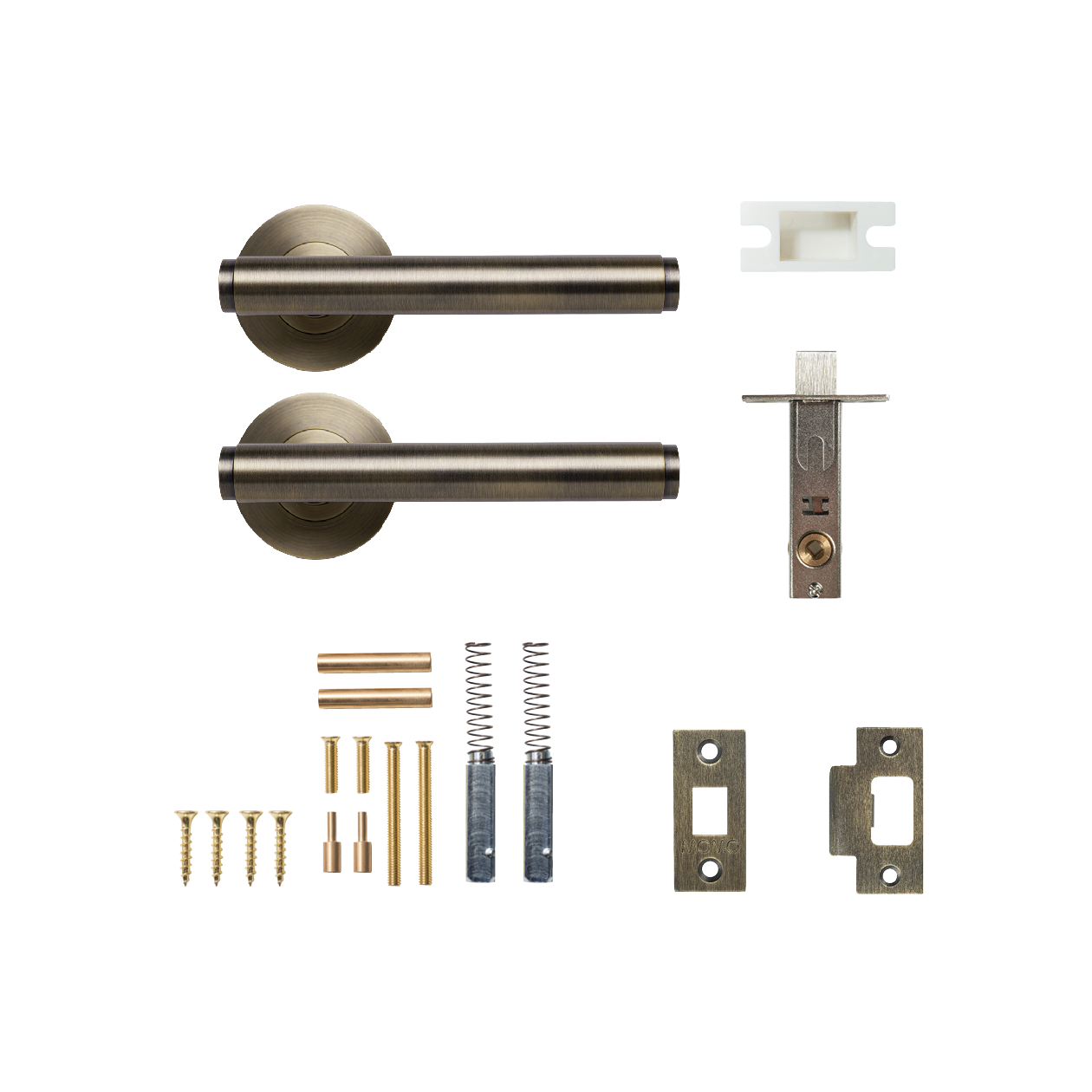 Momo Bellevue Solid Brass Plain Tubular Latch Passage Lever Set In Dark Brushed Brass