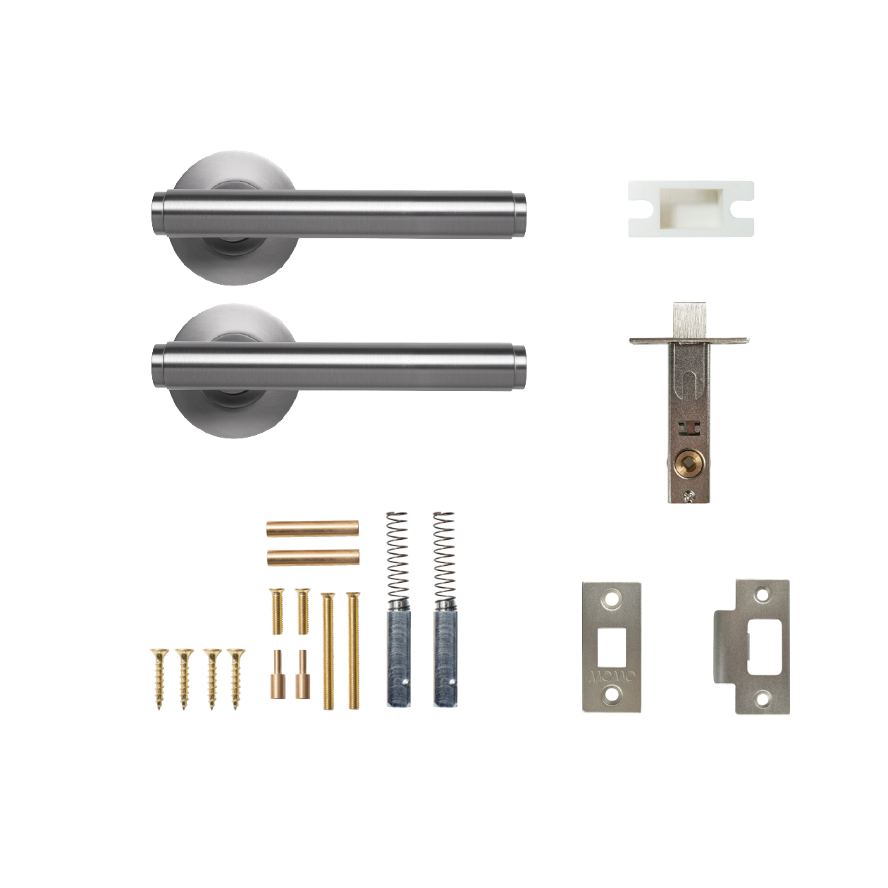 Momo Bellevue Solid Brass Plain Tubular Latch Passage Lever Set In Dull Brushed Nickel