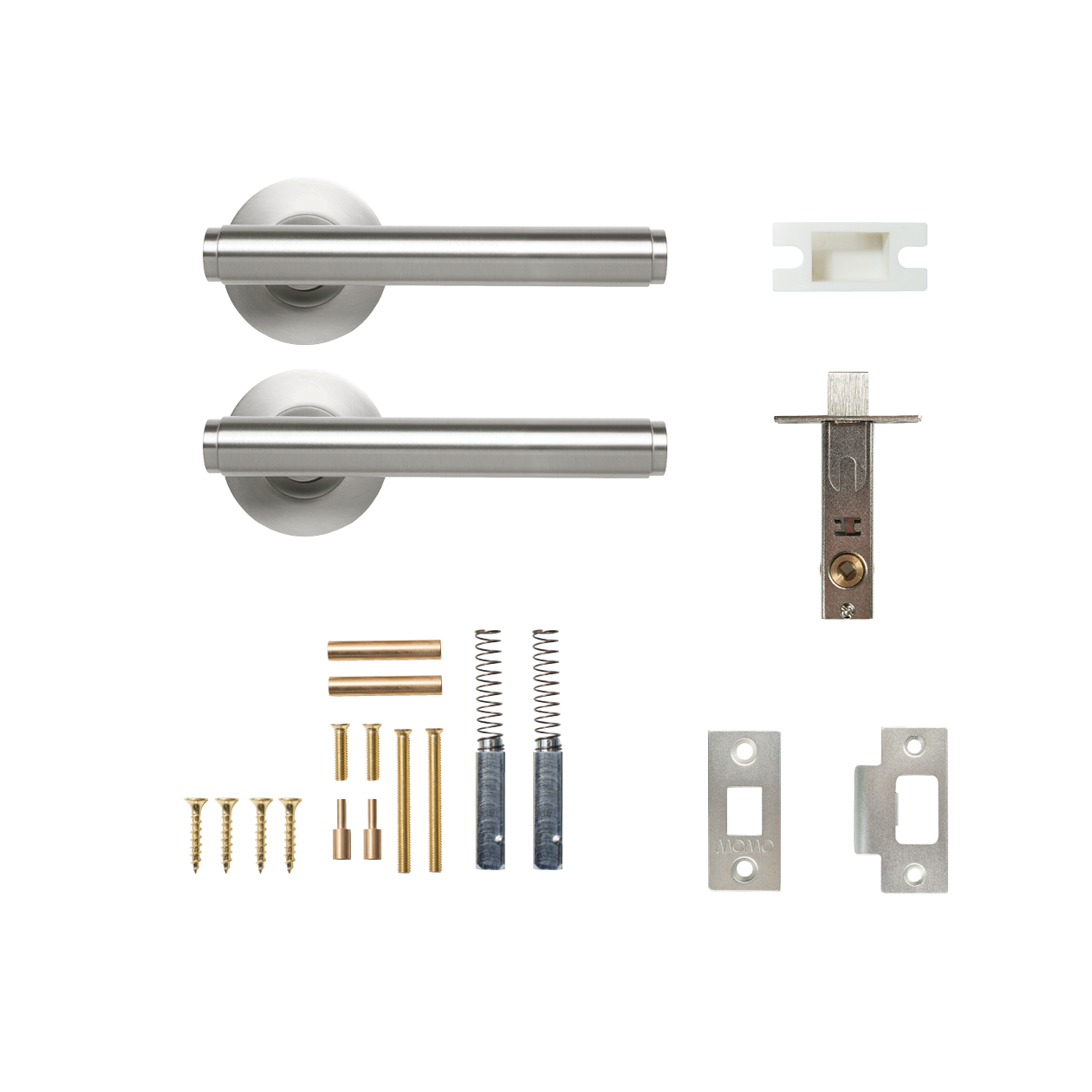 Momo Bellevue Solid Brass Plain Tubular Latch Passage Lever Set In Dull Brushed Nickel