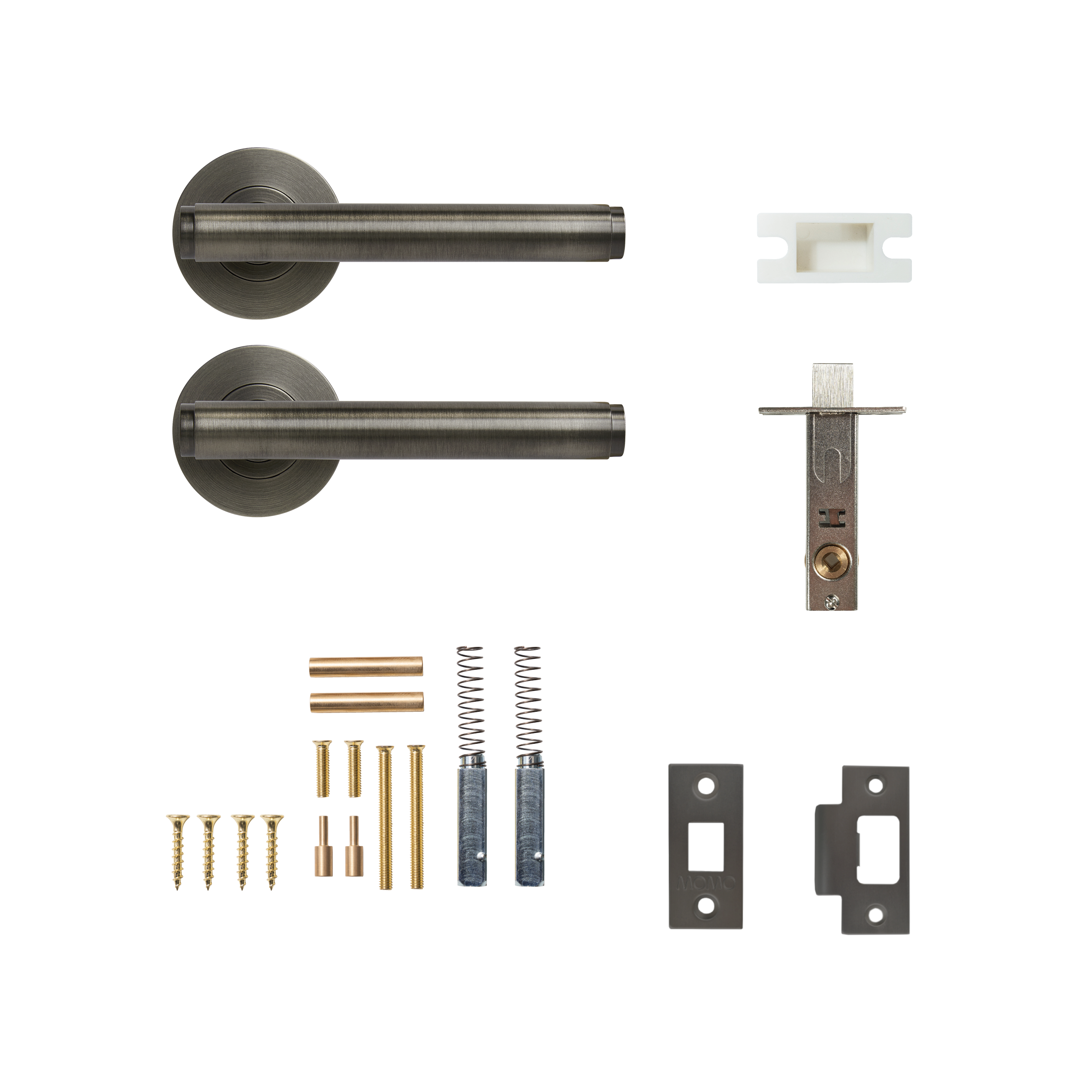 Momo Bellevue Solid Brass Plain Tubular Latch Passage Lever Set In Gunmetal