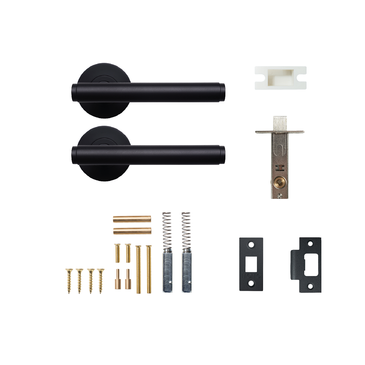Momo Bellevue Solid Brass Plain Tubular Latch Passage Lever Set In Matt Black
