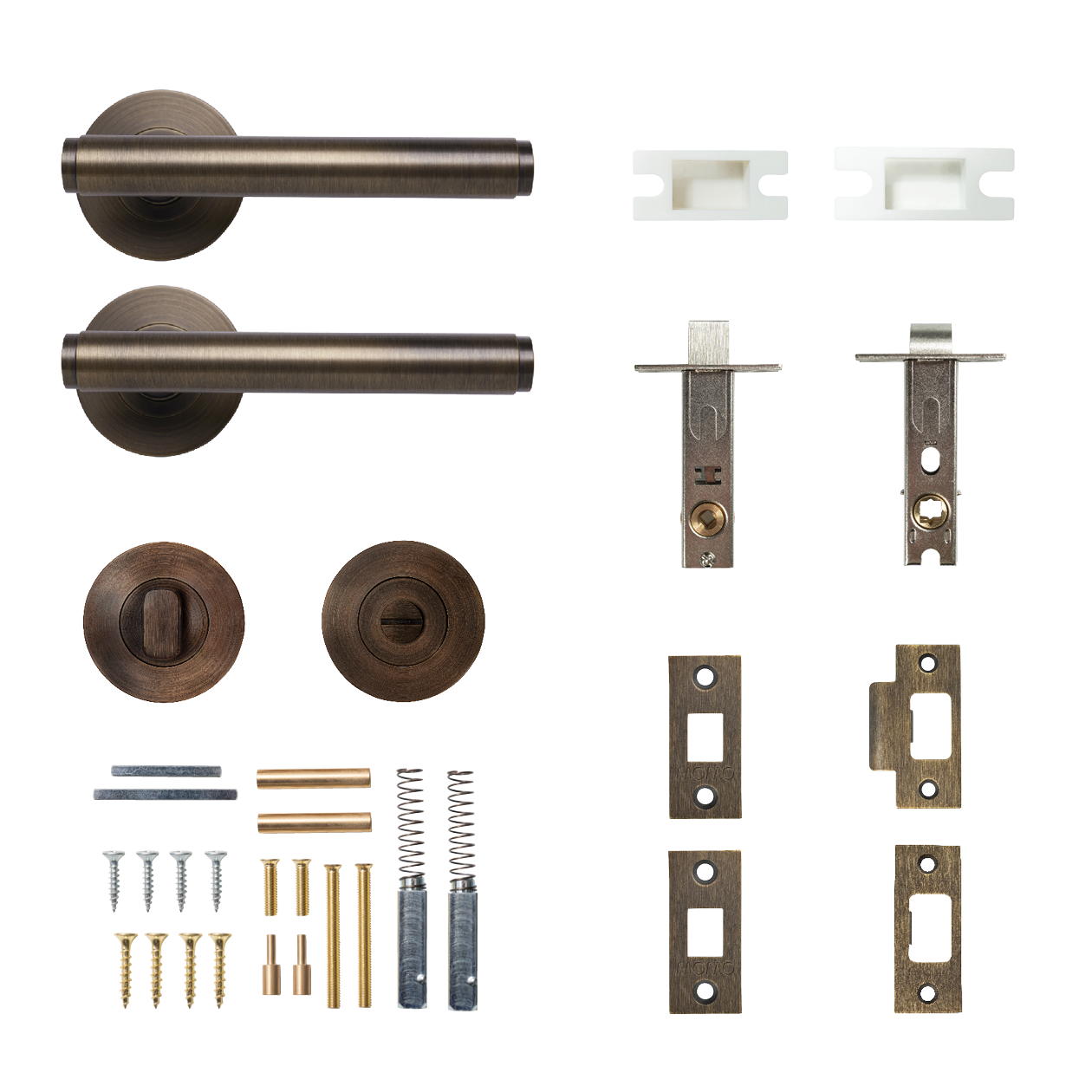 Momo Bellevue Solid Brass Plain Tubular Latch Privacy Lever Set In Bronze