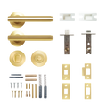 Momo Bellevue Solid Brass Plain Tubular Latch Privacy Lever Set In Brushed Satin Brass