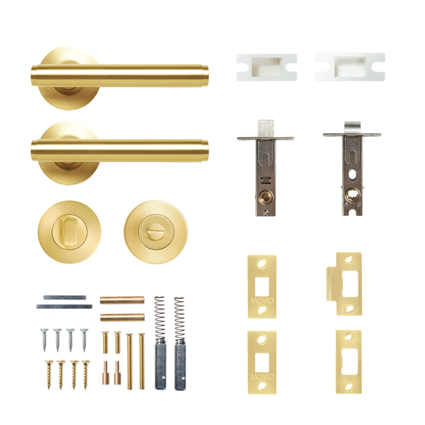 Momo Bellevue Solid Brass Plain Tubular Latch Privacy Lever Set In