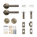 Momo Bellevue Solid Brass Plain Tubular Latch Privacy Lever Set In Dark Brushed Brass