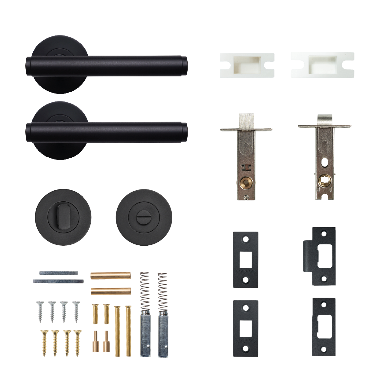Momo Bellevue Solid Brass Plain Tubular Latch Privacy Lever Set In Matt Black