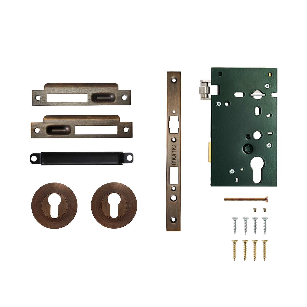 Momo Solid Brass Roller Mortice Entrance Set In Bronze