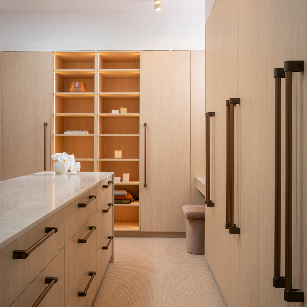 Momo Handles in The Block 2026 Main Walk-In Wardrobes