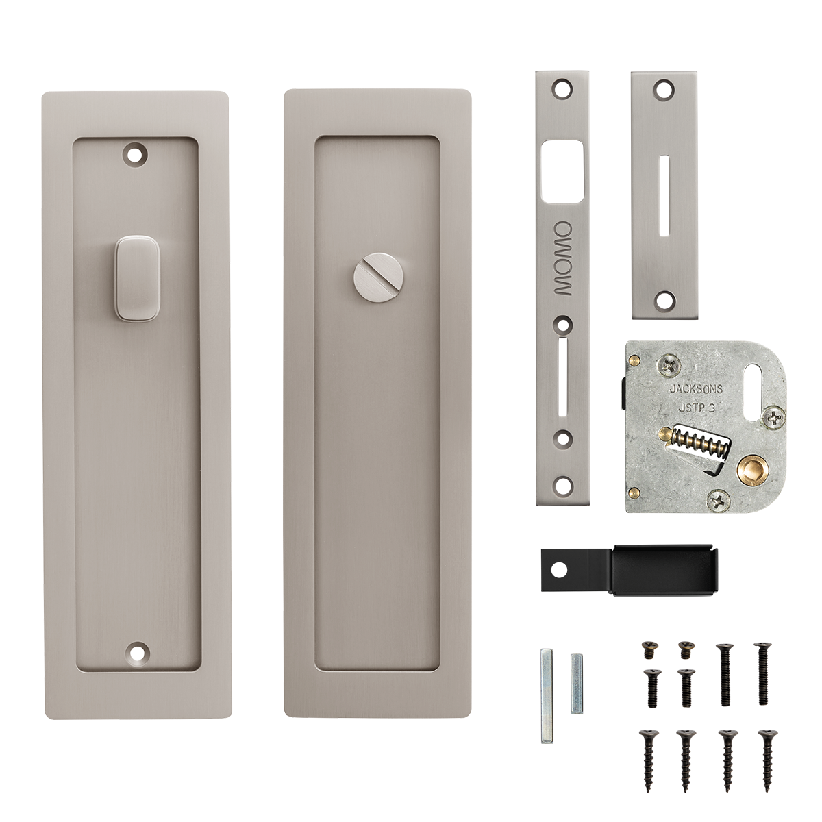 Momo Cavity Slider Flush Pull Privacy Lock kit In Dull Brushed Nickel (4)