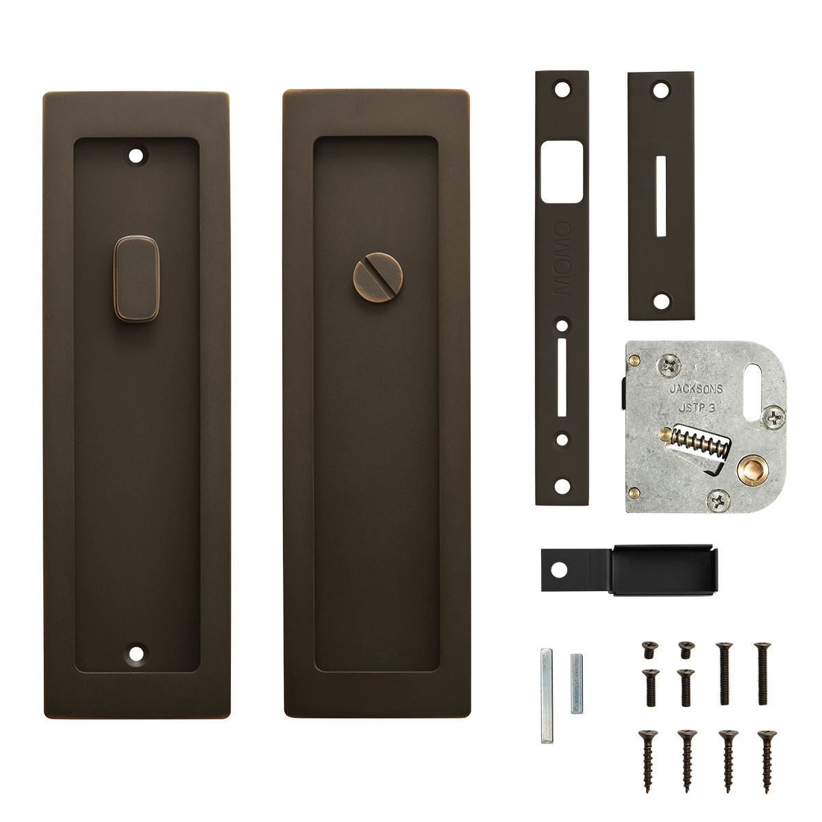 Momo Cavity Slider Flush Pull Privacy Lock kit In Dark Bronze (4)