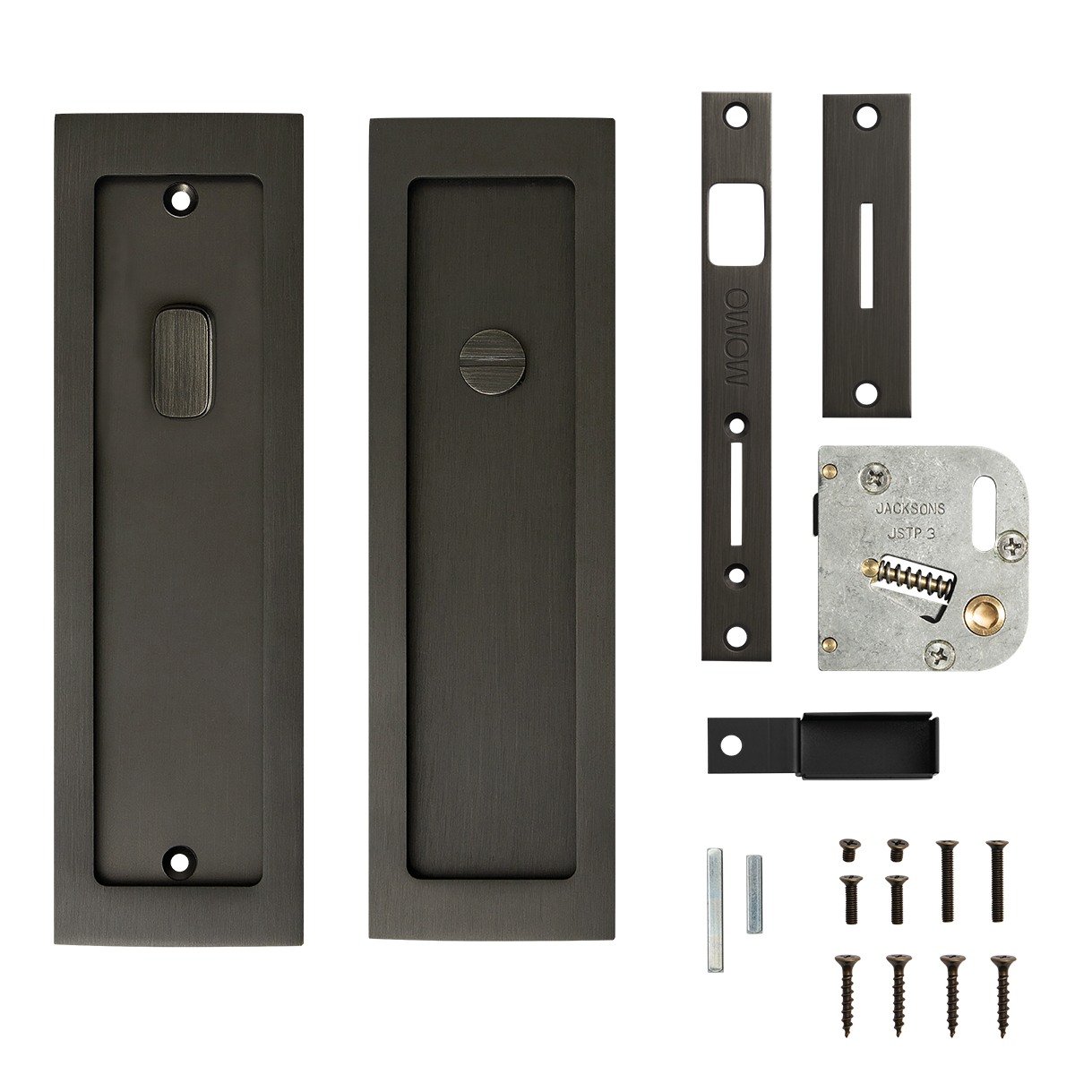 Momo Cavity Slider Flush Pull Privacy Lock kit In Gunmetal (4)