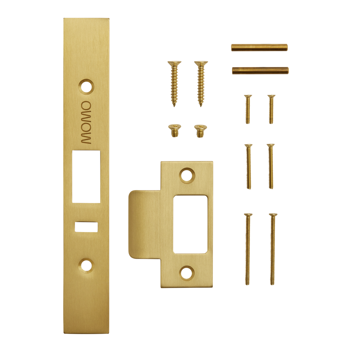 Momo Solid Brass Lock Forend and Striker Kit to suit Dormakaba MS2600 and MS2900 Series in Brushed Satin Brass
