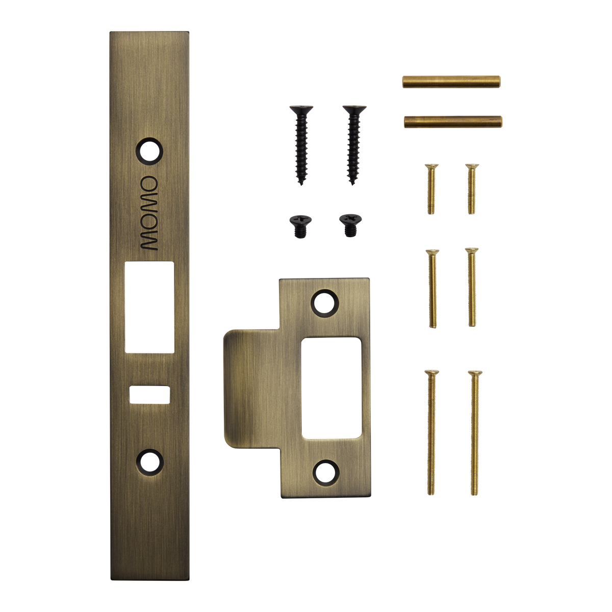 Momo Solid Brass Lock Forend and Striker Kit to suit Dormakaba MS2600 and MS2900 Series in Dark Brushed Brass