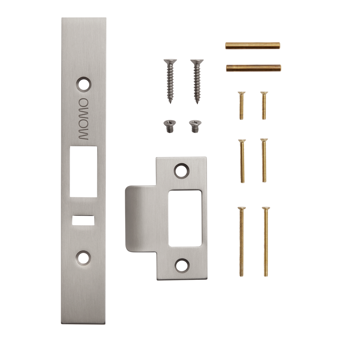 Momo Solid Brass Lock Forend and Striker Kit to suit Dormakaba MS2600 and MS2900 Series in Dull Brushed Nickel