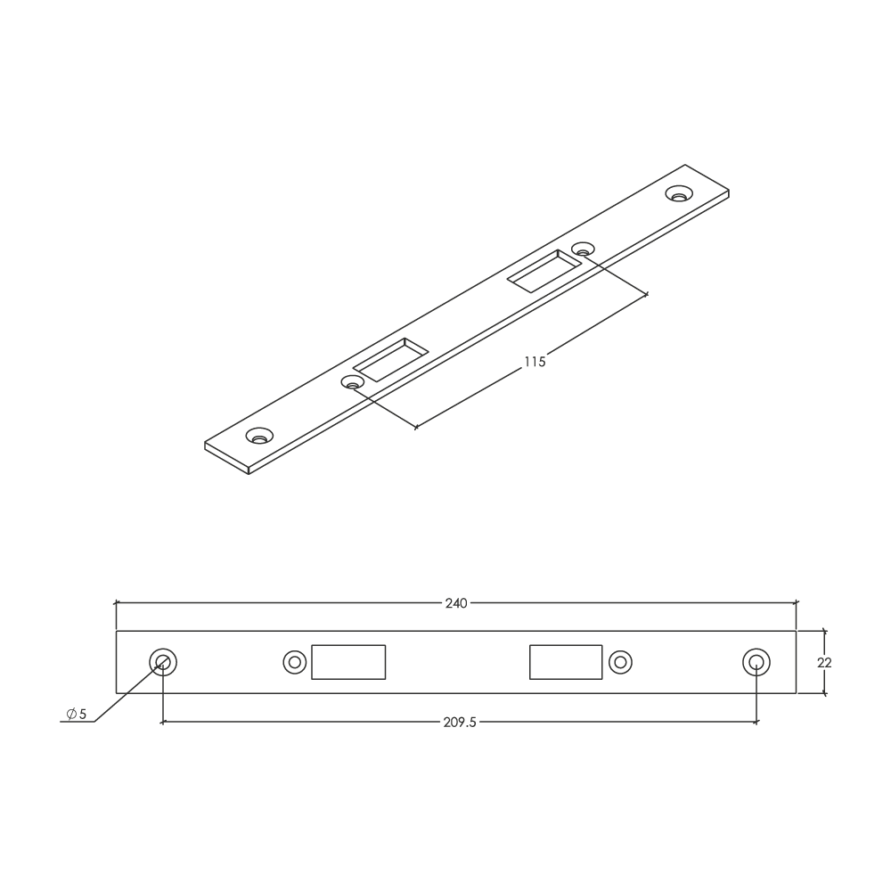 Momo Mortice Lock Forend Plate For Use With Privacy Thumb Turn Matt Bl ...