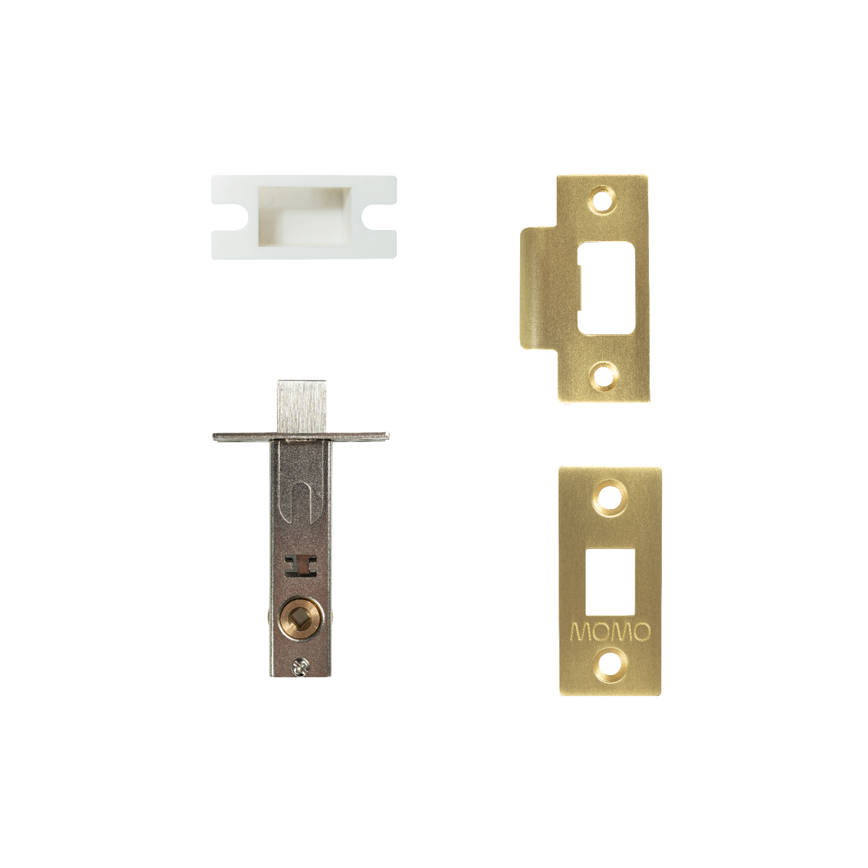 Momo Tubular Latch Accessories Set with Screws Brushed Satin Brass