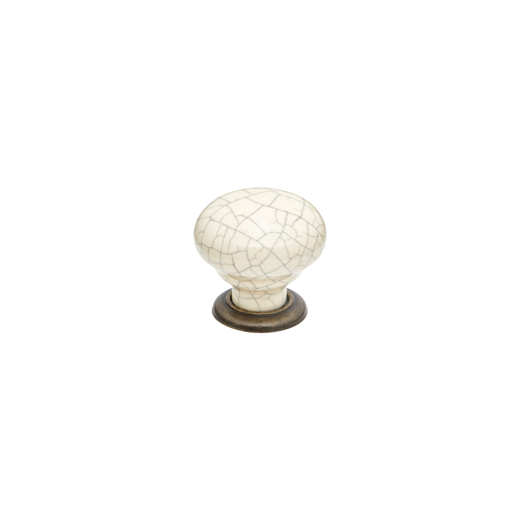 Momo Trianon Round Knob 35mm in Cream Crackle & Antique Brass