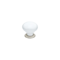 Momo Trianon Round Knob 35mm in White & Brushed Nickel