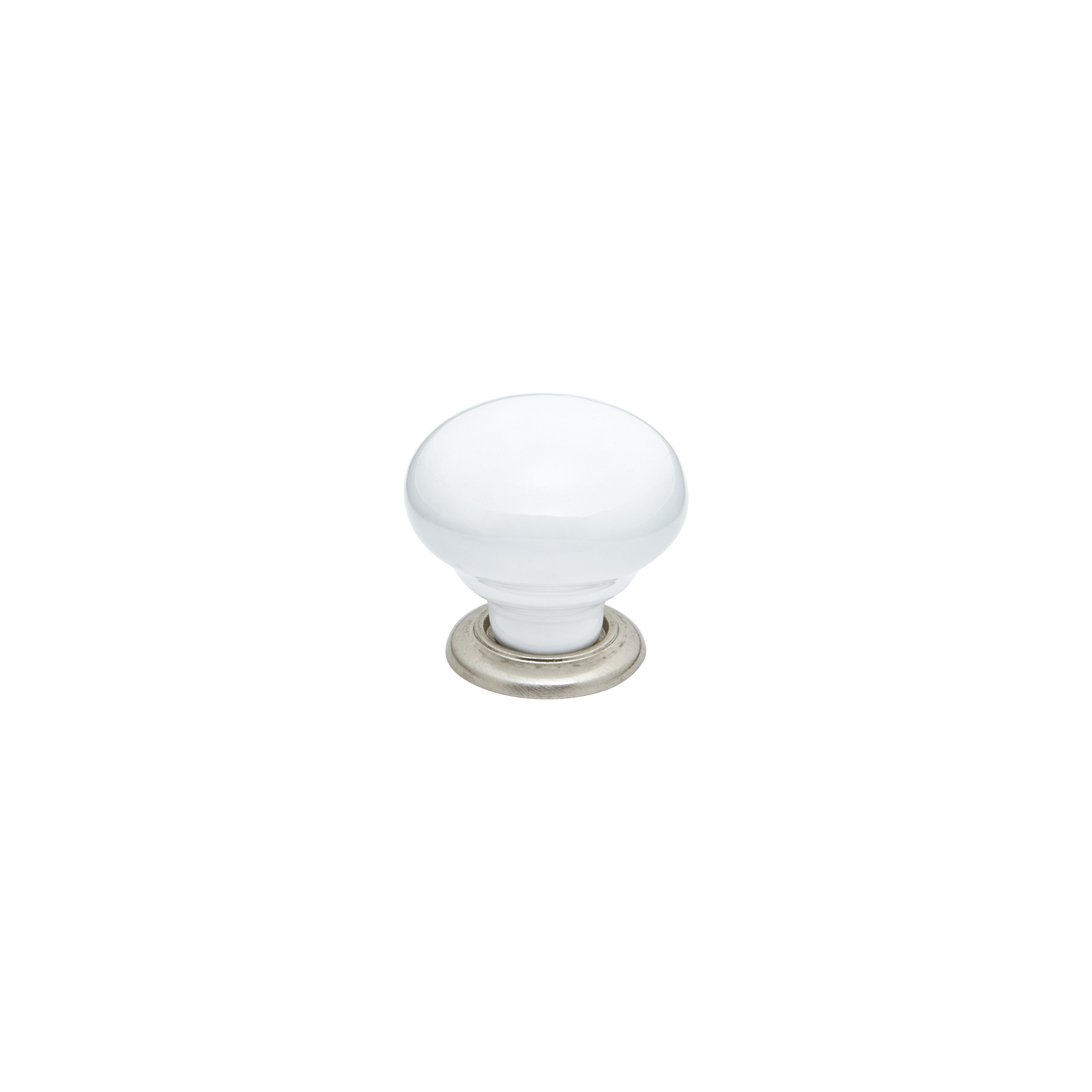 Momo Trianon Round Knob 35mm in White & Brushed Nickel