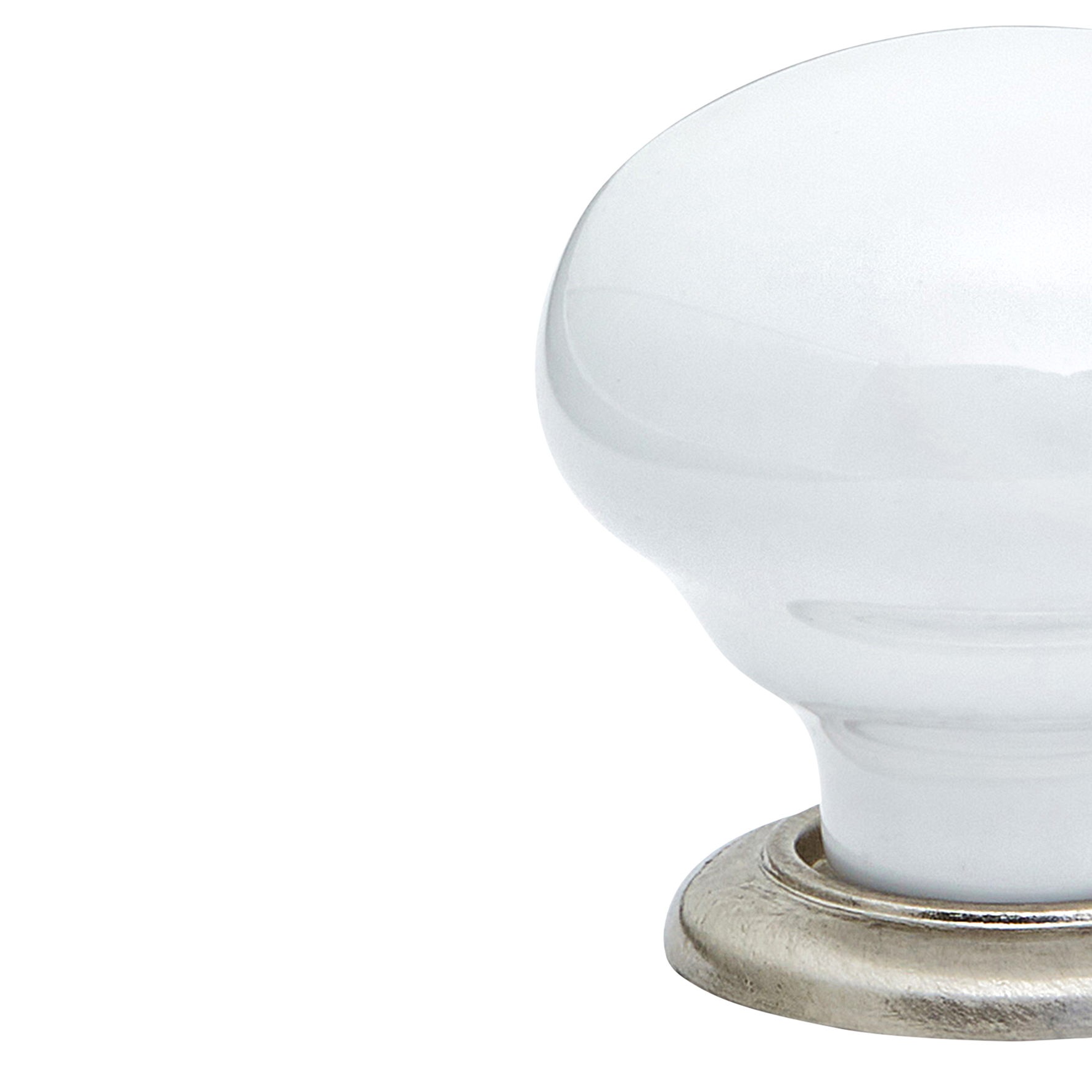 Momo Trianon Round Knob 35mm in White & Brushed Nickel (2)
