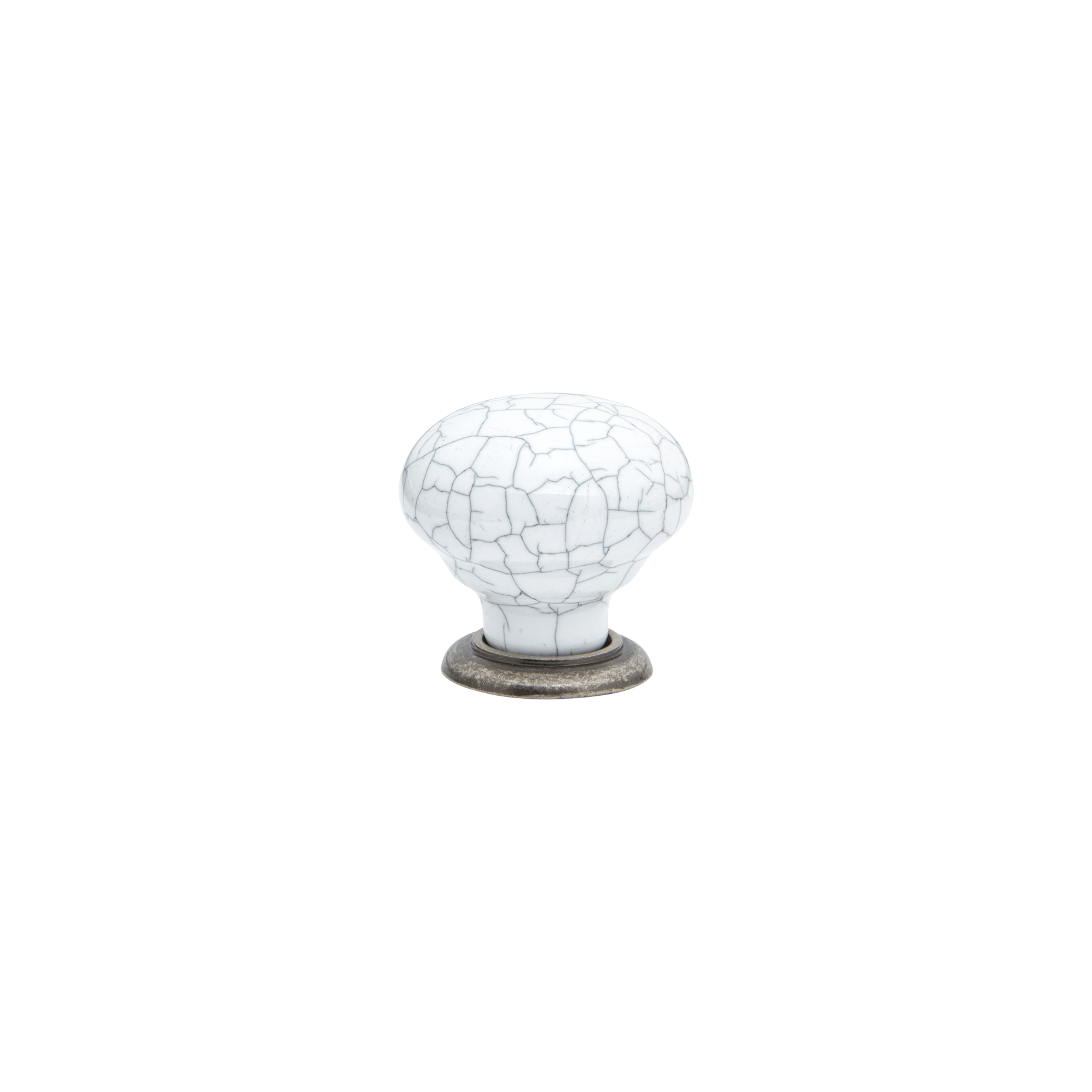 Momo Trianon Round Knob 35mm in White Crackle & Pewter (1)