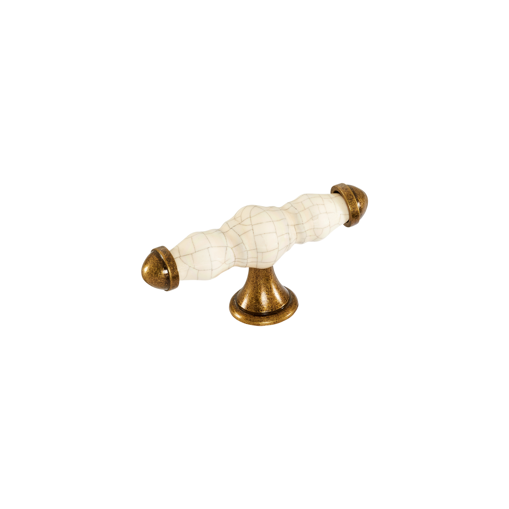 Momo Trianon T Knob 90mm in Cream Crackle & Antique Brass