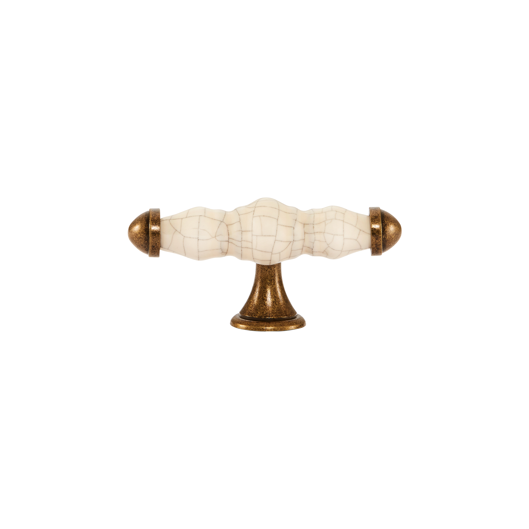 Momo Trianon T Knob 90mm in Cream Crackle & Antique Brass (1)