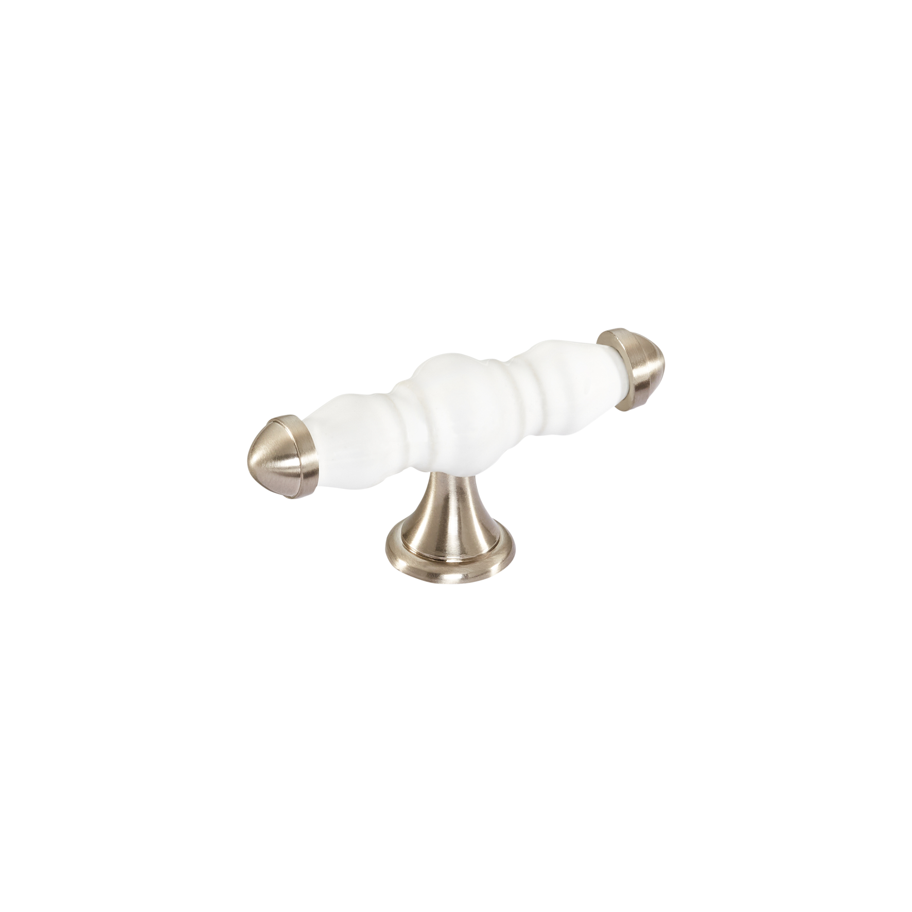 Momo Trianon T Knob 90mm in White & Brushed Nickel