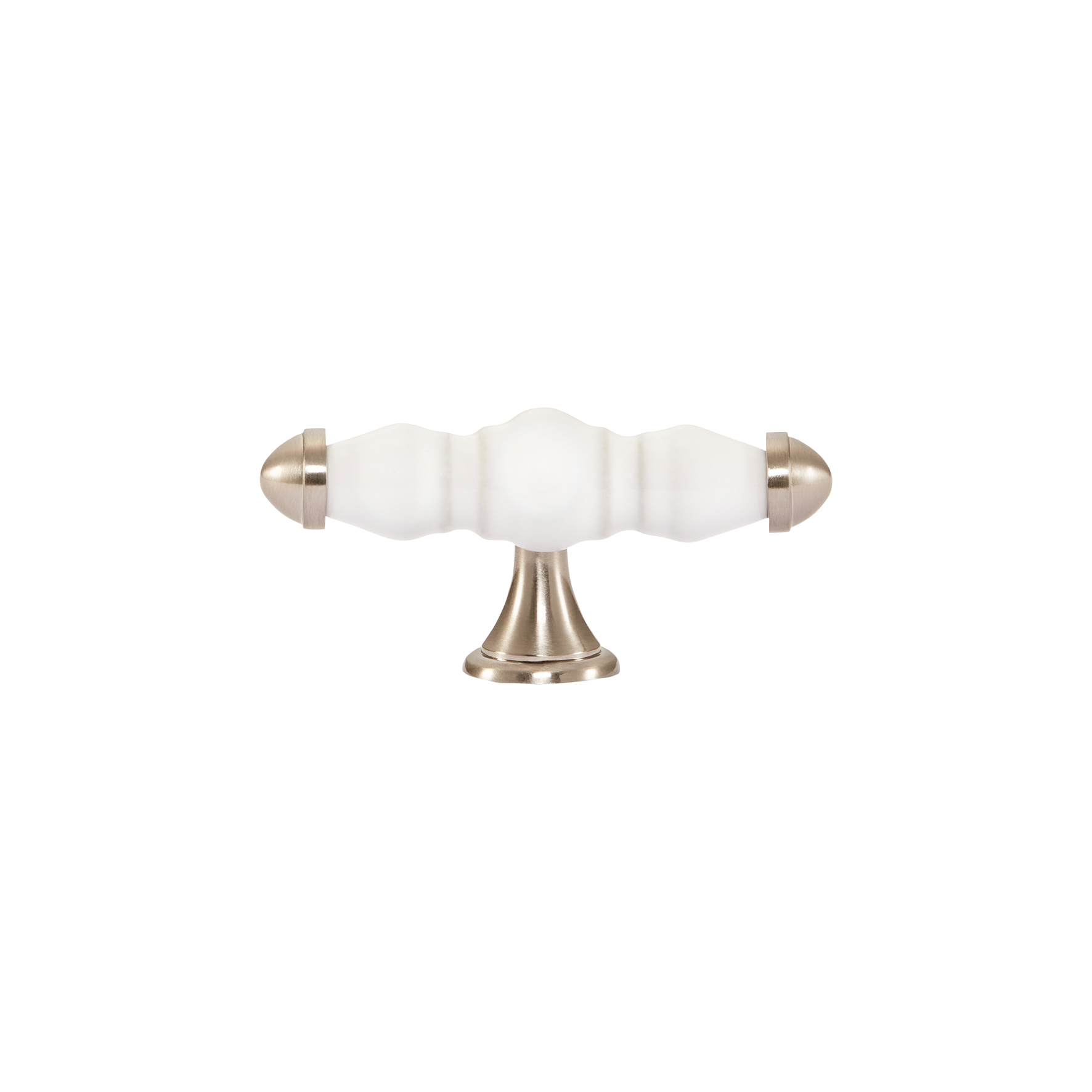 Momo Trianon T Knob 90mm in White & Brushed Nickel (1)
