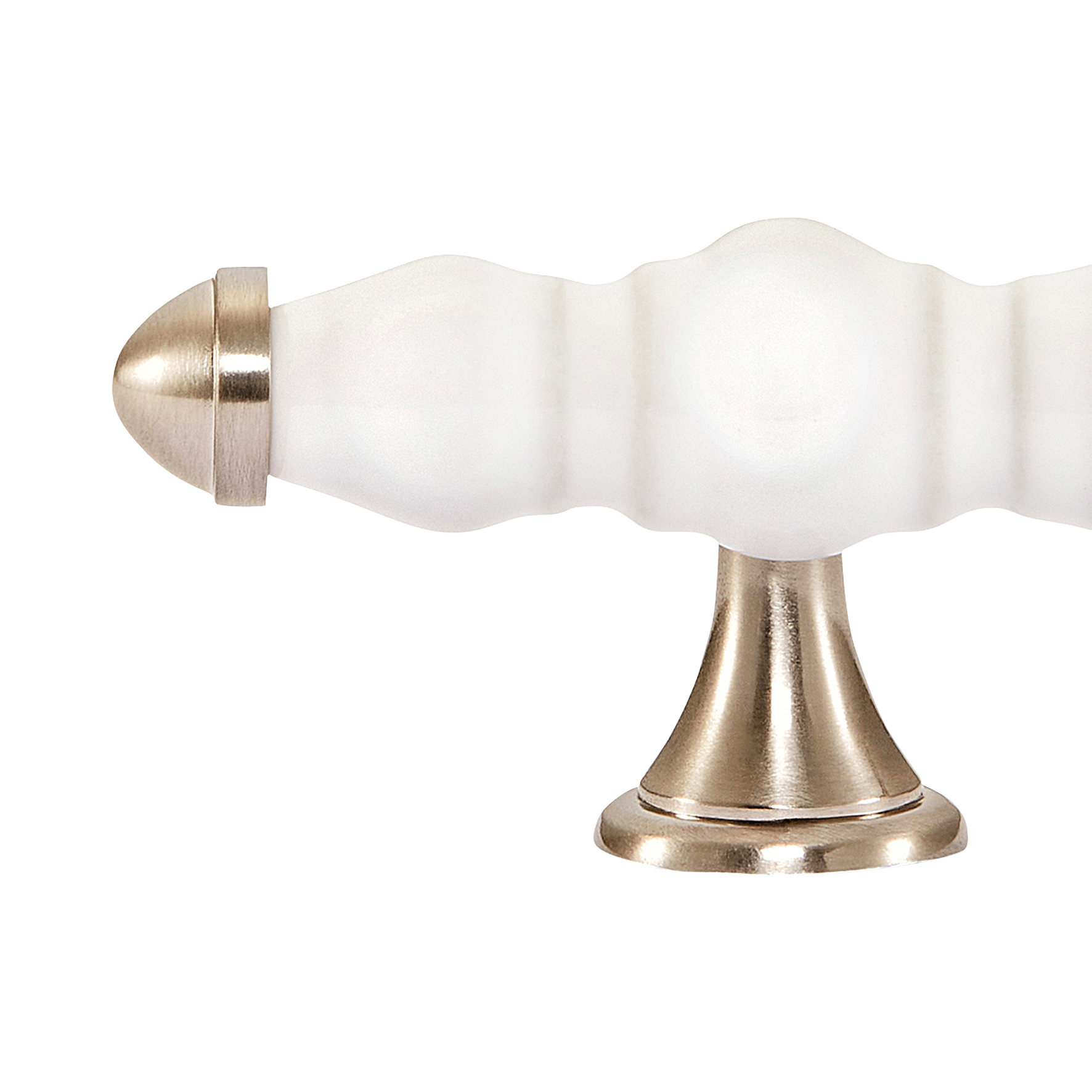 Momo Trianon T Knob 90mm in White & Brushed Nickel (2)