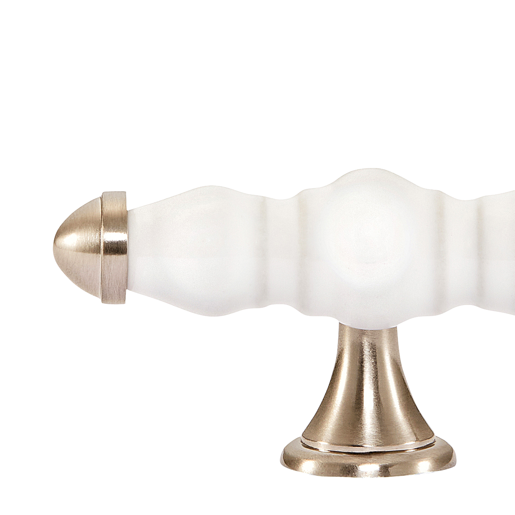 Momo Trianon T Knob 90mm in White & Brushed Nickel (2)