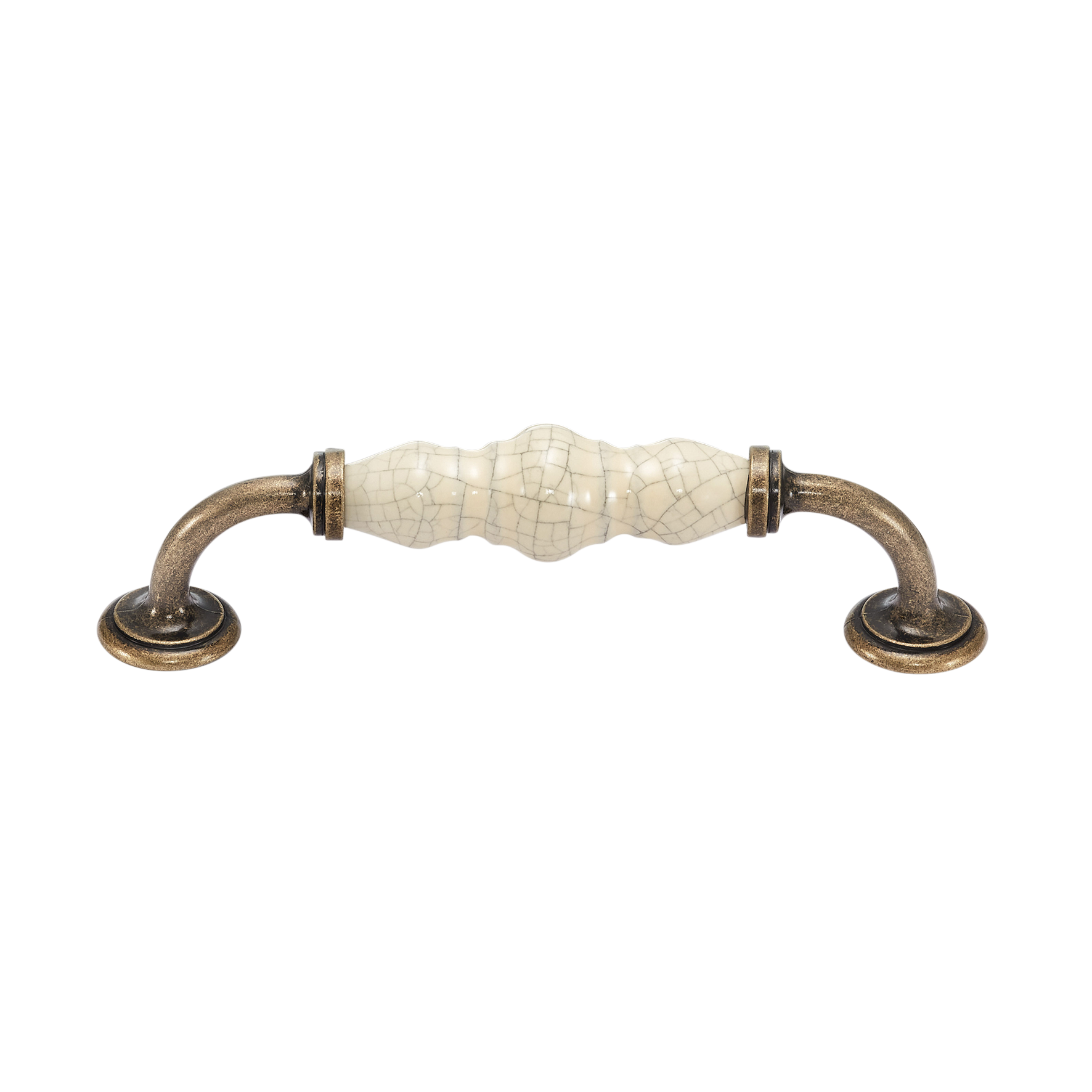 Momo Trianon D Handle 128mm In Cream Crackle & Antique Brass (1)
