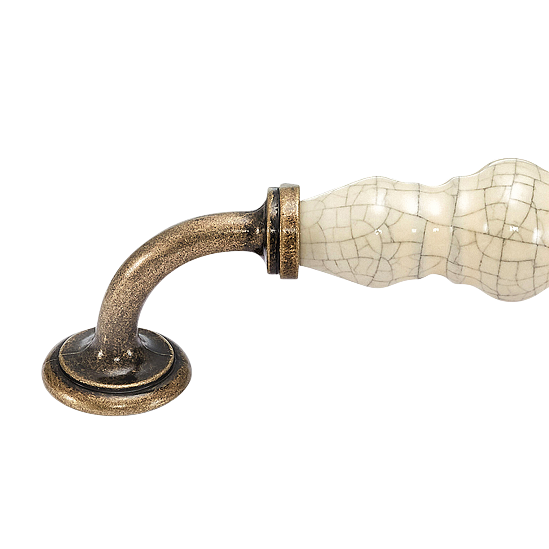 Momo Trianon D Handle 128mm in Cream Crackle & Antique Brass (2)