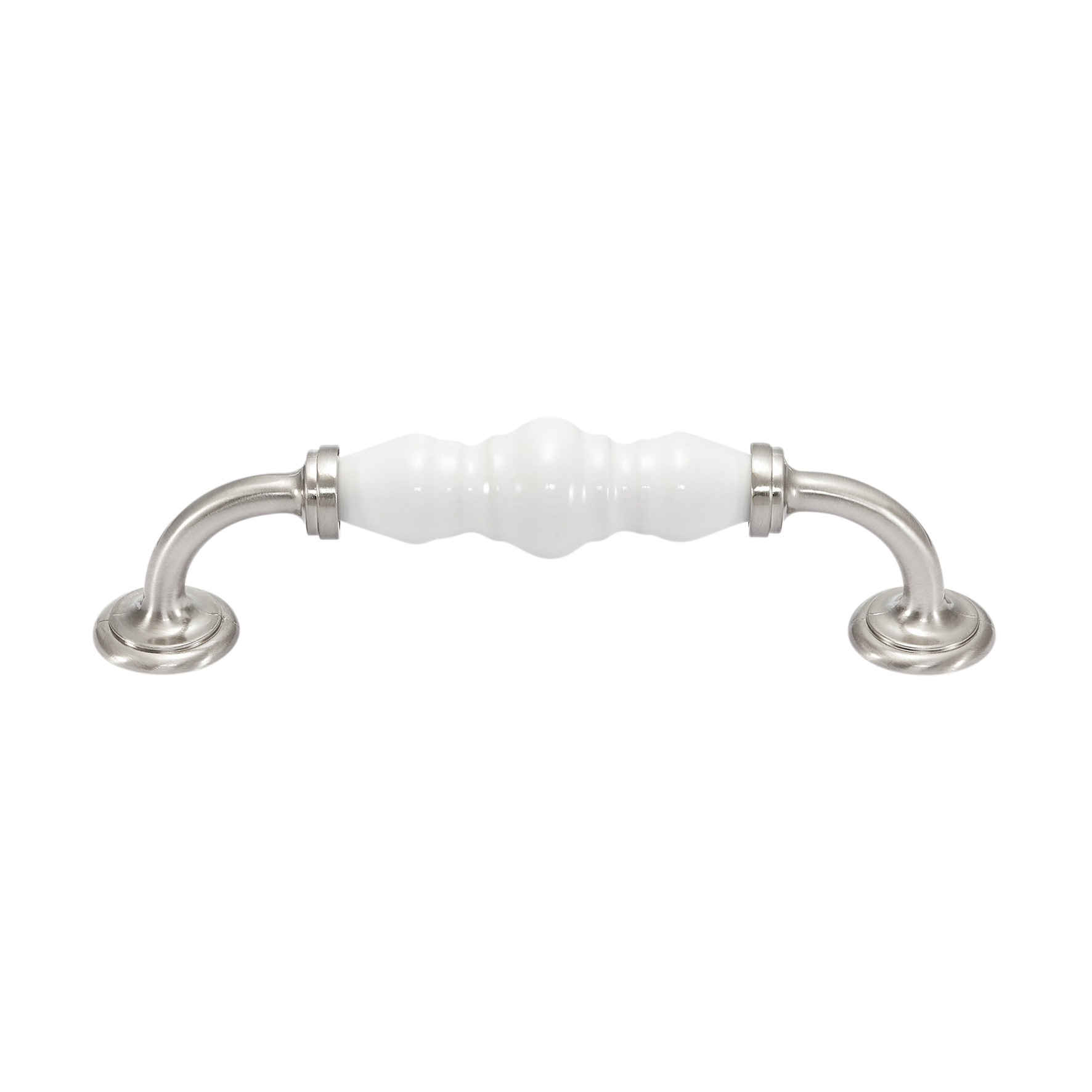 Momo Trianon D Handle 128mm In White & Brushed Nickel (1)